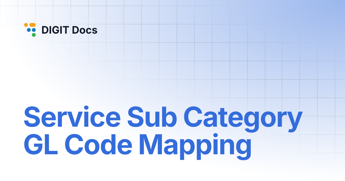 Service Sub Category GL Code Mapping | DIGIT Docs
