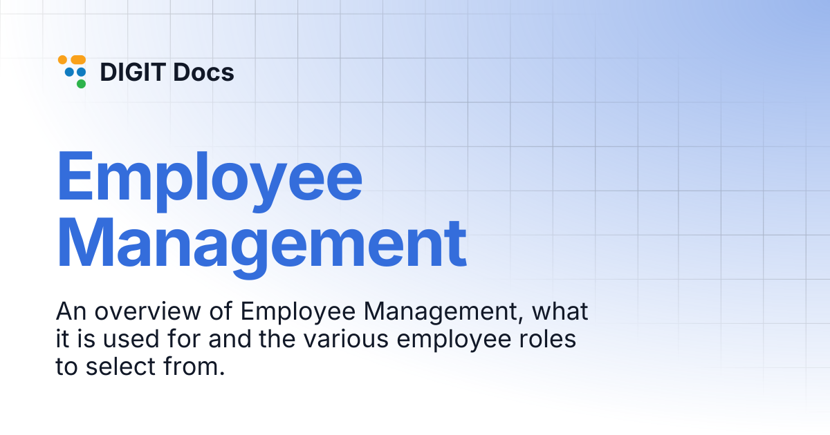 Employee Management | DIGIT Docs